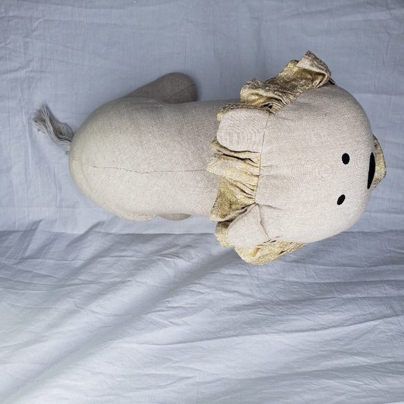 Chambray Stuffed Lion 14" Cotton - Picture 4 of 9